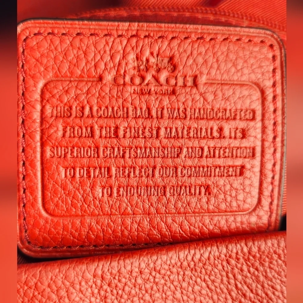 Coach Madison Phoebe Red-Orange Pebbled Leather Slouch Shoulder Bag